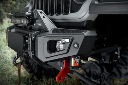 OMU Genesis Series Premium Front Bumper - Aluminum And Steel with Carbon Fiber Finishing - Jeep Wrangler JL/JLU/4XE/JT 2018+ - 4X4 WAVERS