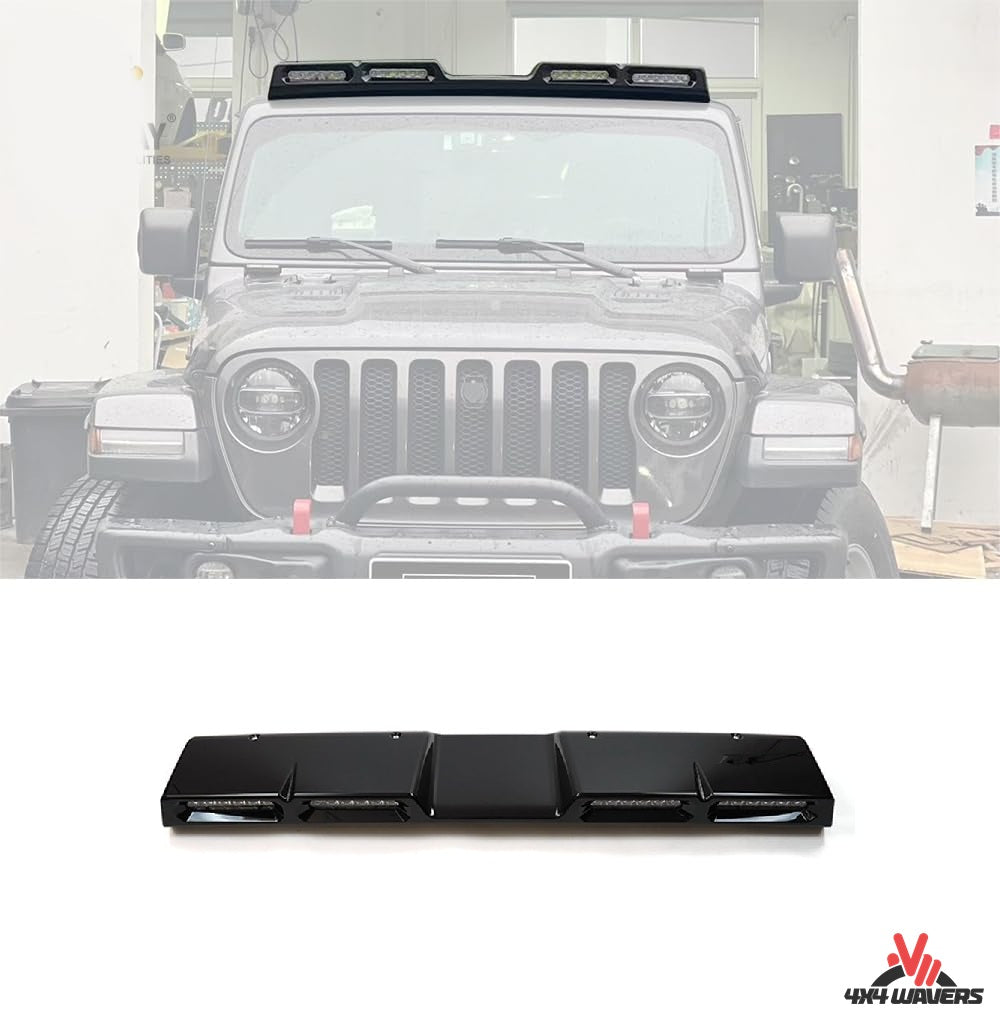 4X4WAVERS Discovery Series II Roof Front Spoiler with 4 Premium LED bars - Jeep Wrangler JL/JLU/4XE/JT 2018+ - 4X4 WAVERS