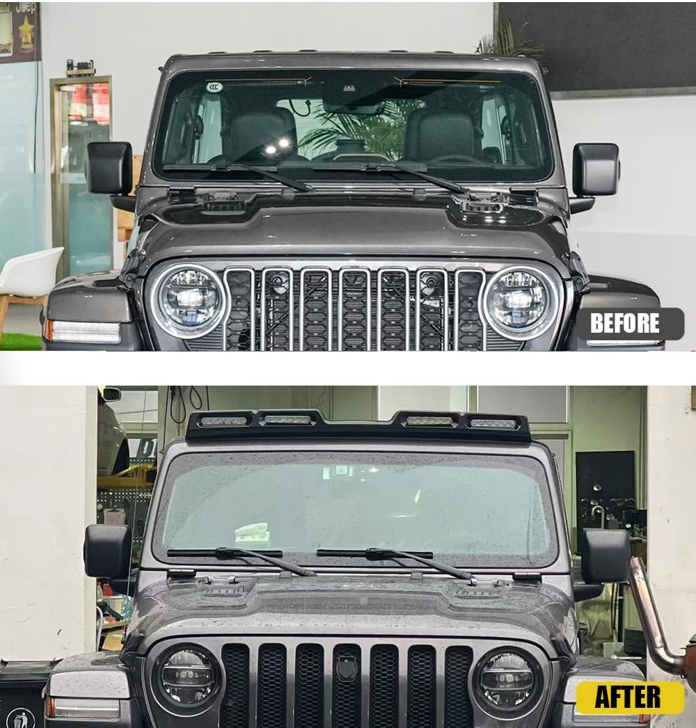 4X4WAVERS Discovery Series II Roof Front Spoiler with 4 Premium LED bars - Jeep Wrangler JL/JLU/4XE/JT 2018+ - 4X4 WAVERS