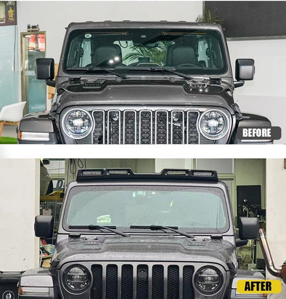 4X4WAVERS Discovery Series II Roof Front Spoiler with 4 Premium LED bars - Jeep Wrangler JL/JLU/4XE/JT 2018+ - 4X4 WAVERS