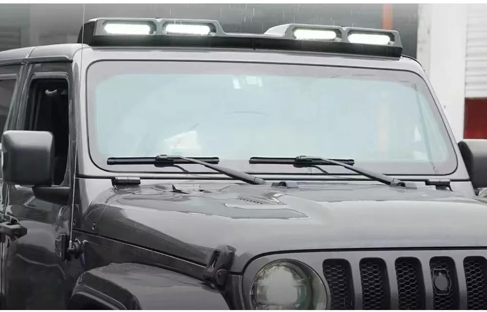 4X4WAVERS Discovery Series II Roof Front Spoiler with 4 Premium LED bars - Jeep Wrangler JL/JLU/4XE/JT 2018+ - 4X4 WAVERS