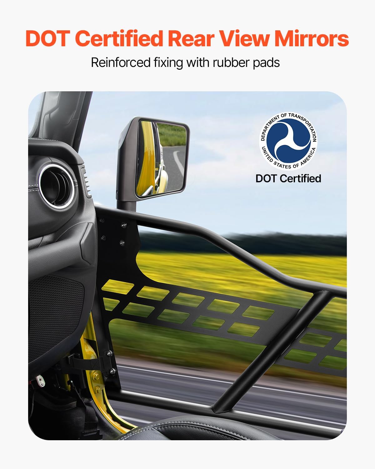 4X4WAVERS Tubular Half Doors with Side Rearview Mirrors - Freedom Style - Jeep Wrangler JLU/4XE/JT 2018+ - 4X4 WAVERS