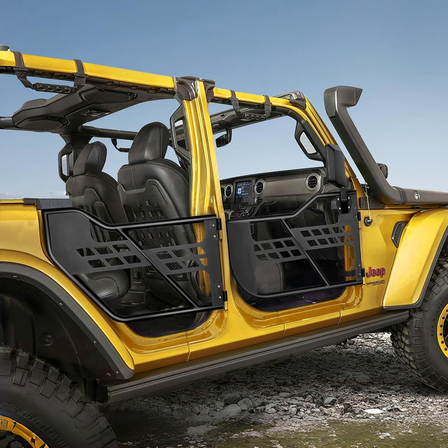 4X4WAVERS Tubular Half Doors with Side Rearview Mirrors - Freedom Style - Jeep Wrangler JLU/4XE/JT 2018+ - 4X4 WAVERS