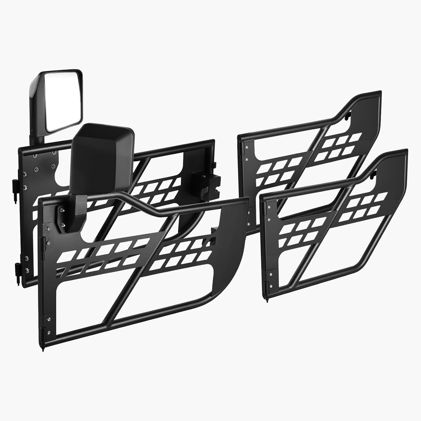 4X4WAVERS Tubular Half Doors with Side Rearview Mirrors - Freedom Style - Jeep Wrangler JLU/4XE/JT 2018+ - 4X4 WAVERS