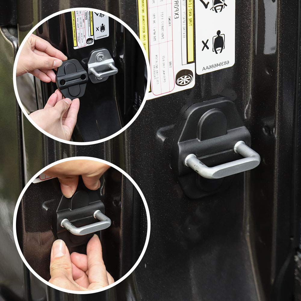 4X4WAVERS Black Door Latch Lock Trim Covers 6 PCS - Jeep Wrangler JL/JLU/4XE/JT 2018+ - 4X4 WAVERS