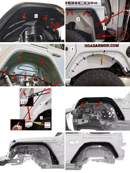 4X4WAVERS Front/Rear Metal Armor Fenders Kit - Hard Line Design - Jeep Wrangler JL/JLU/4XE 2018+ - 4X4 WAVERS