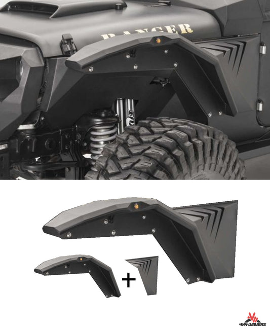 4X4WAVERS Kit d'ailes avant en métal blindé - Style grimpeur - Jeep Wrangler JL/JLU/4XE/Gladiator-JT 2018+