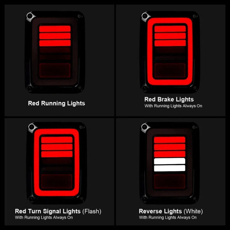Feux arrière LED 4X4WAVERS - Série Lignes Nettes - Jeep Wrangler JK/JKU 2007-2018