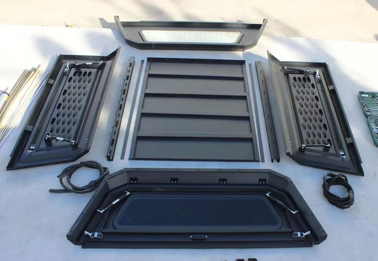 4X4WAVERS Canopy with Decorative Panels both sides and glass front/rear - manganese steel with Black Powder Coat- Jeep Wrangler JT 2019+