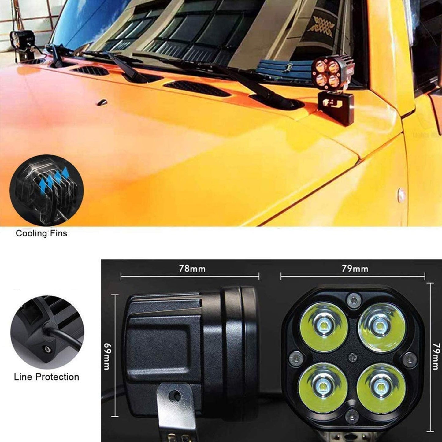 4X4WAVERS Feux tout-terrain universels étanches 3 pouces 40W LED pour conduite, brouillard, spot et travail