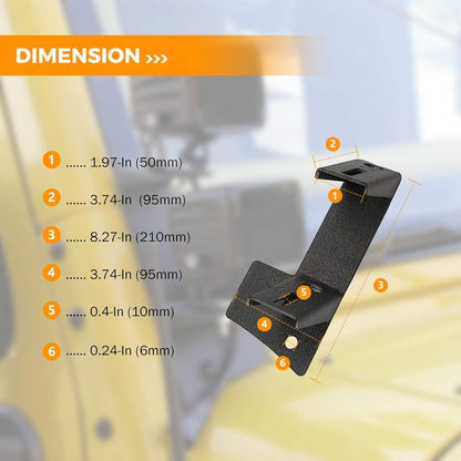 4X4WAVERS Double Hood Offroad Light Holder Mount Bracket - Lower Windsheild - Jeep Wrangler JK/JKU 2007-2018