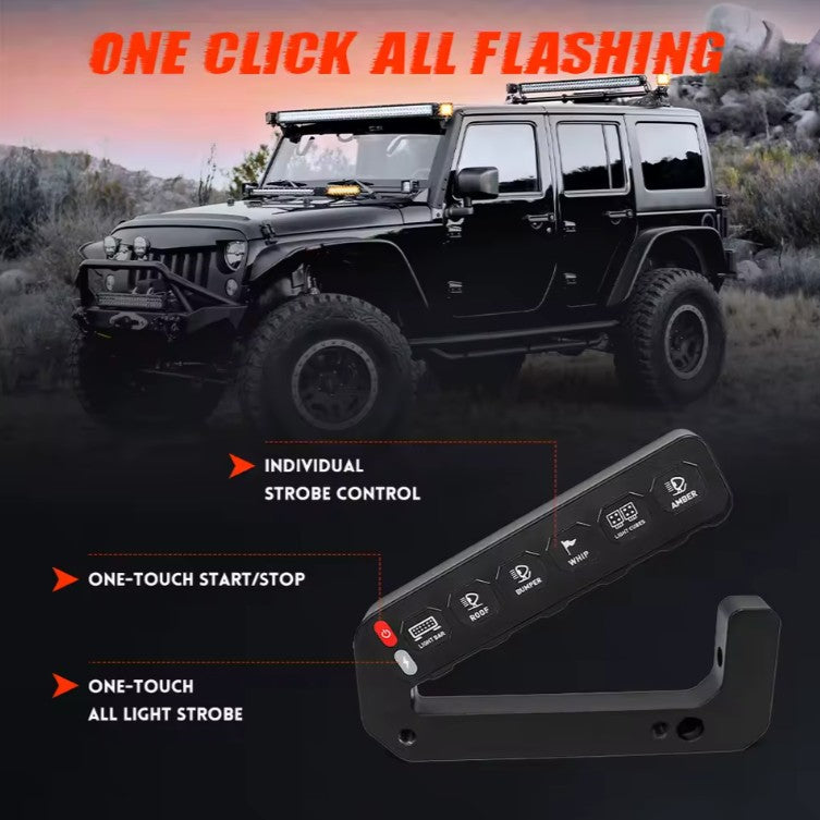 4X4Wavers Grab Handle 6 Gang Switch Panel - Jeep Wrangler JK/JKU 2007-2018