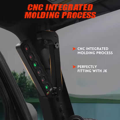 4X4Wavers Grab Handle 6 Gang Switch Panel - Jeep Wrangler JK/JKU 2007-2018