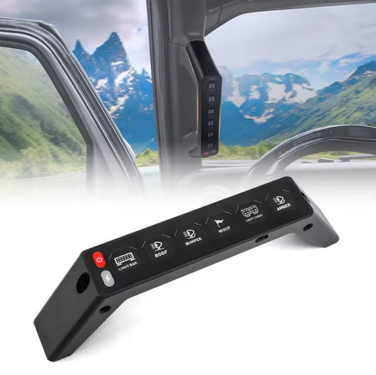 4X4Wavers Grab Handle 6 Gang Switch Panel - Jeep Wrangler JL/JLU/4XE/JT 2018+