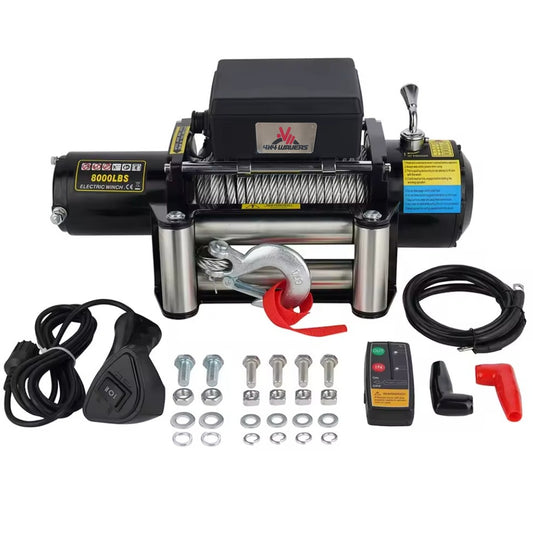 4X4Wavers Heavy Duty 8,000 lbs 12V Electric Offroad Winch with wireless remote - Steel rope