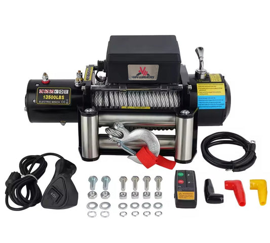 4X4Wavers Heavy Duty 13,500 lbs 12V Electric Offroad Winch with wireless remote - Steel rope