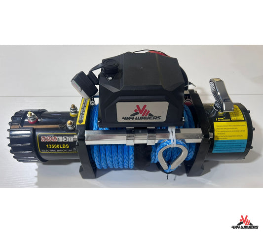 4X4Wavers Heavy Duty 13,500 lbs 12V Electric Offroad Winch with wireless remote - Synthetic rope