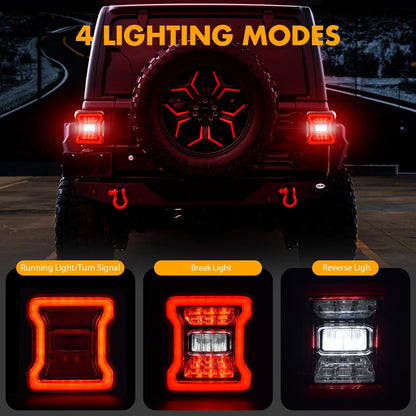 4X4WAVERS Premium LED Tail Light Upgrade Kit (For Stock Halogen Model to Upgrade to FULL LED) - Jeep Wrangler JL/JLU/4XE 2018-2023 - 4X4 WAVERS