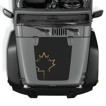 CarCode hood decal for Jeep Wrangler JK/JKU 2007-2018, style #09, shown on vehicle's hood with bold design and black finish.