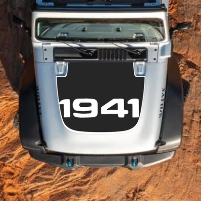 Jeep Wrangler JL or Gladiator JT hood decal by CarCode, stylish #55 design on standard hood for 2018+ models.