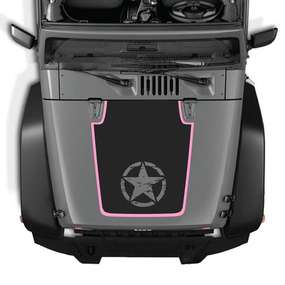 CarCode Jeep Wrangler JK/JKU hood decal style #75, black graphic sticker for 2007-2018 Jeep Wrangler exterior customization.