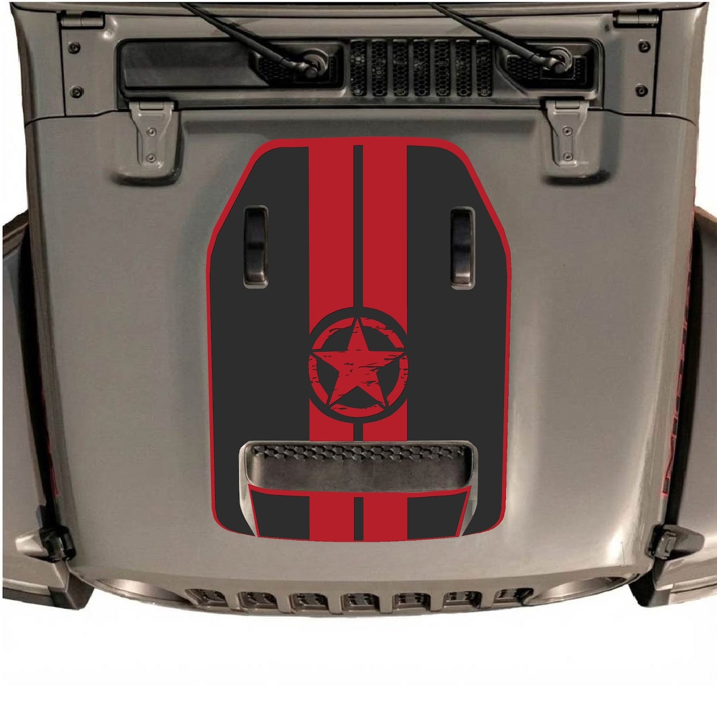 CarCode hood decal for Jeep Wrangler JL/JLU Rubicon 392 and JT Gladiator Mojave 2020-2026, style #09, shown on vehicle hood.