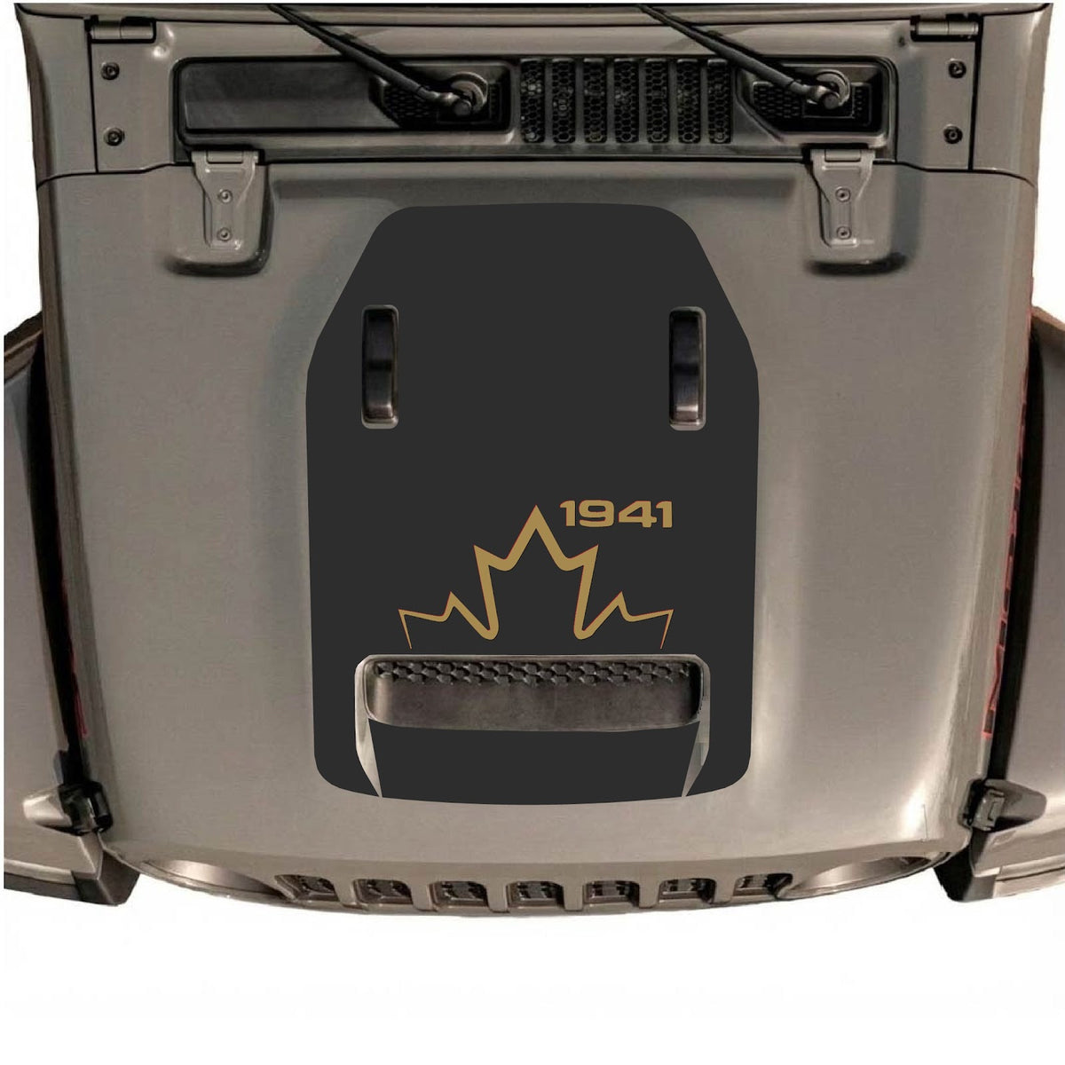 CarCode hood decal for Jeep Wrangler JL/JLU Rubicon 392 and JT Gladiator Mojave, style #18, shown on vehicle hood.