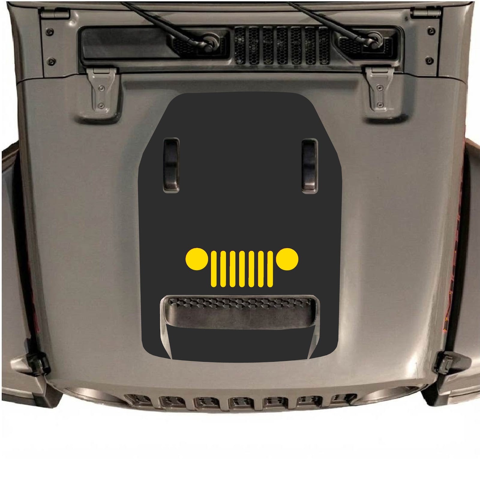 CarCode hood decal for Jeep Wrangler JL/JLU Rubicon 392 and JT Gladiator Mojave 2020-2026 showing stylish design on the vehicle's hood