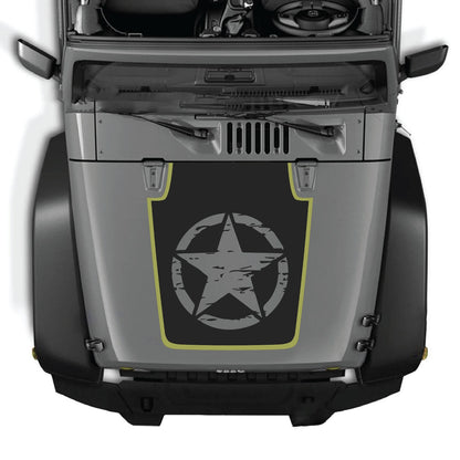 Jeep Wrangler JK/JKU hood decal by CarCode, style #78, black graphic design on vehicle hood, 2007-2018 model fit.