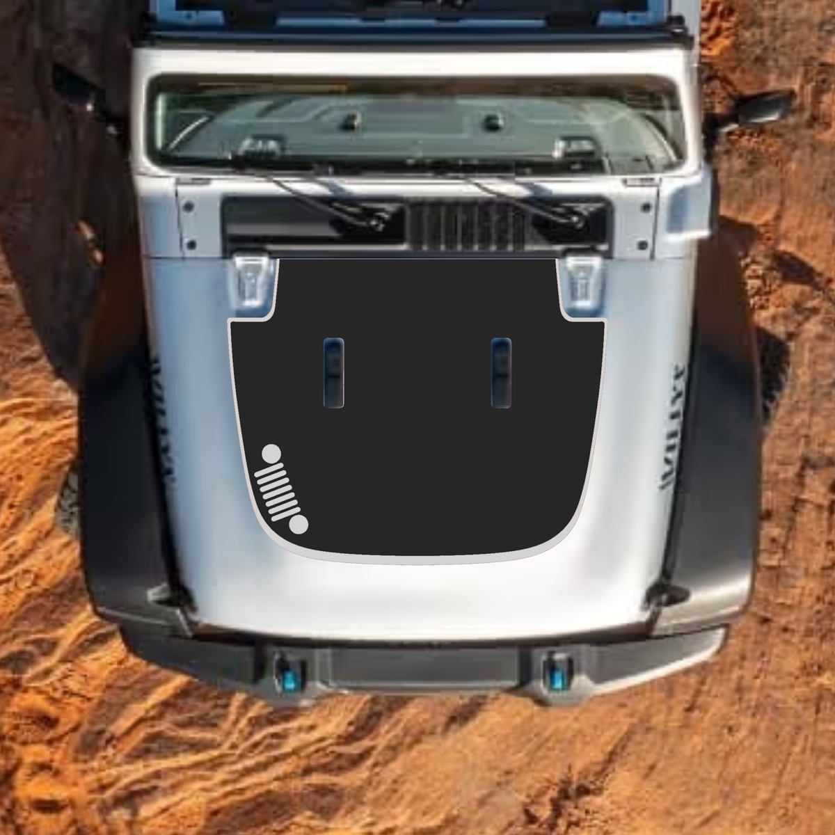 CarCode hood decal for Jeep Wrangler JL and Gladiator JT, stylish design for 2018+ standard hood upgrade.