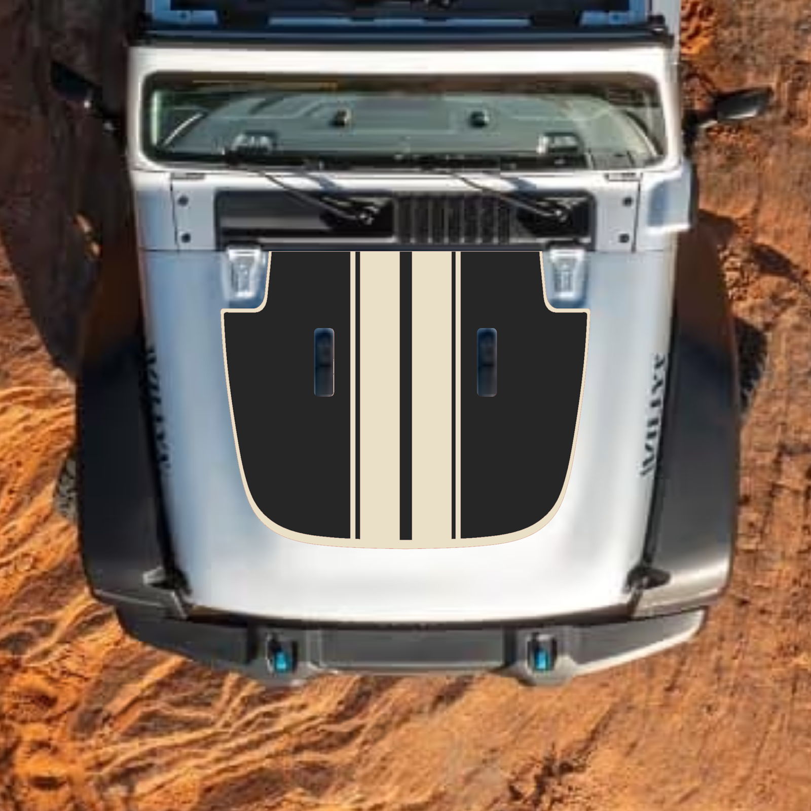 Jeep Wrangler JL and Gladiator JT hood decal by CarCode, stylish number 50 graphic on standard hood for 2018+ models