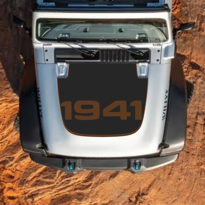 CarCode hood decal for Jeep Wrangler JL JLU and Gladiator JT, stylish #55 design on standard 2018+ Jeep hood.