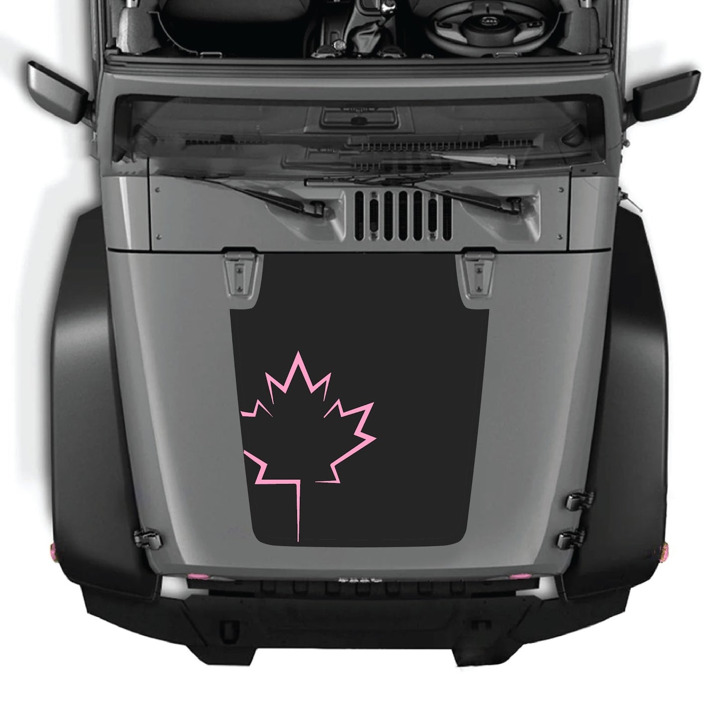 CarCode hood decal for Jeep Wrangler JK/JKU 2007-2018, style #09, black graphic graphic decal on vehicle hood.