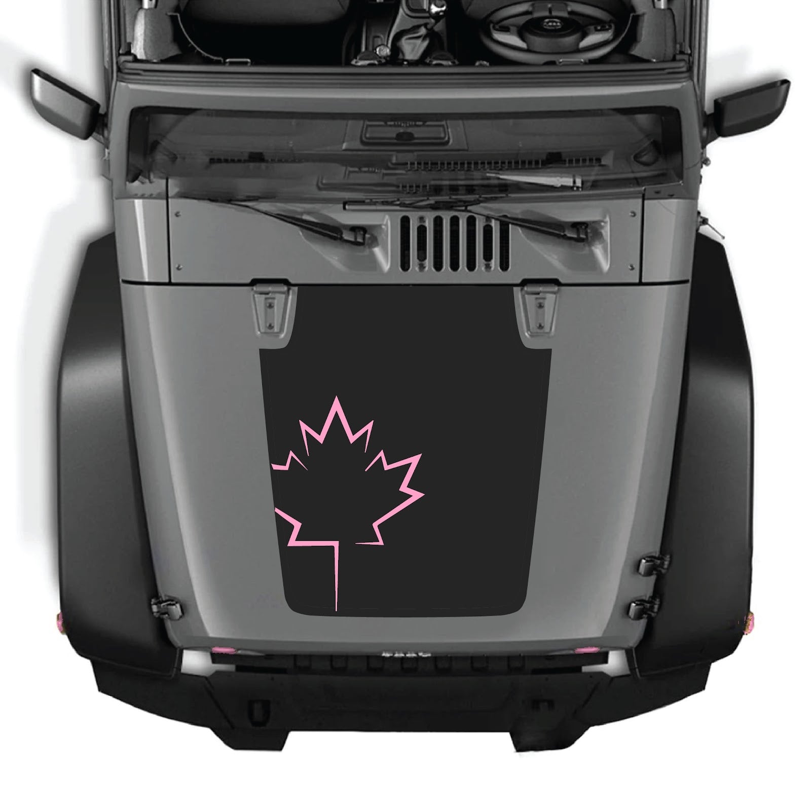 CarCode hood decal for Jeep Wrangler JK/JKU 2007-2018, style #09, black graphic graphic decal on vehicle hood.