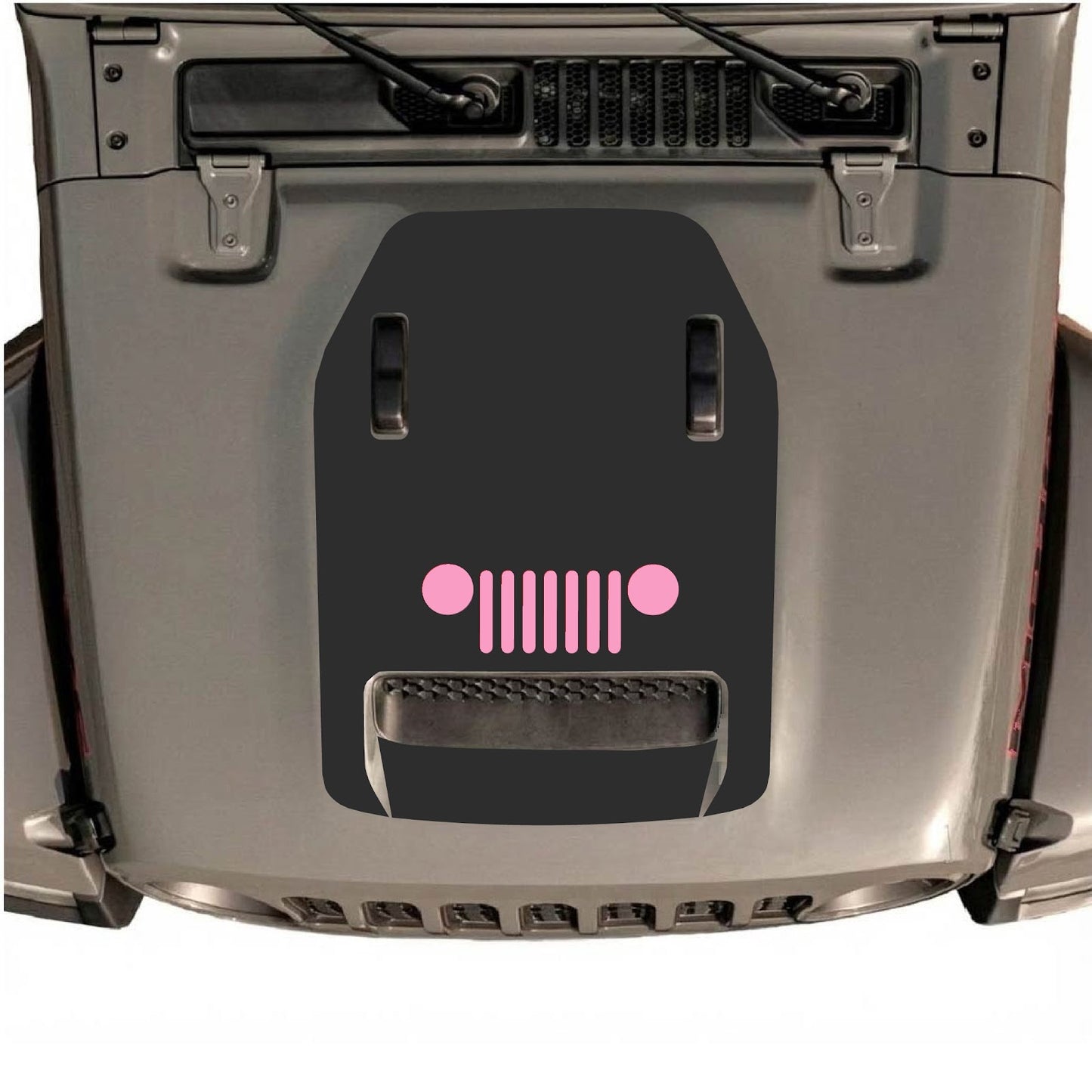 CarCode hood decal for Jeep Wrangler JL/JLU Rubicon 392 and JT Gladiator Mojave 2020-2026, style #50, shown on vehicle hood