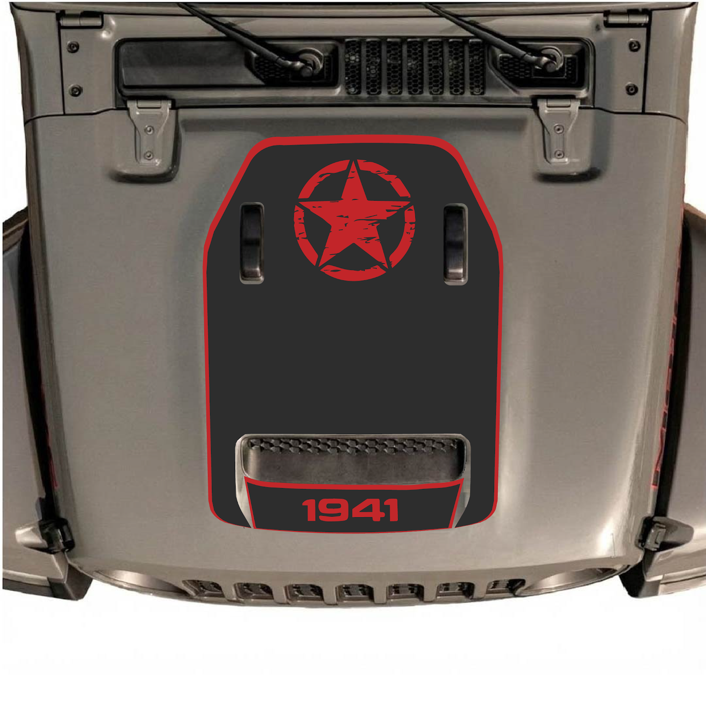 CarCode hood decal for Jeep Wrangler JL/JLU Rubicon 392 and JT Gladiator Mojave, style #39, featuring bold graphic design.