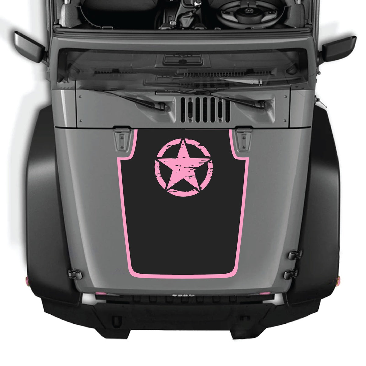 CarCode hood decal for Jeep Wrangler JK/JKU 2007-2018, style #52, featuring bold graphic design on the vehicle's hood.