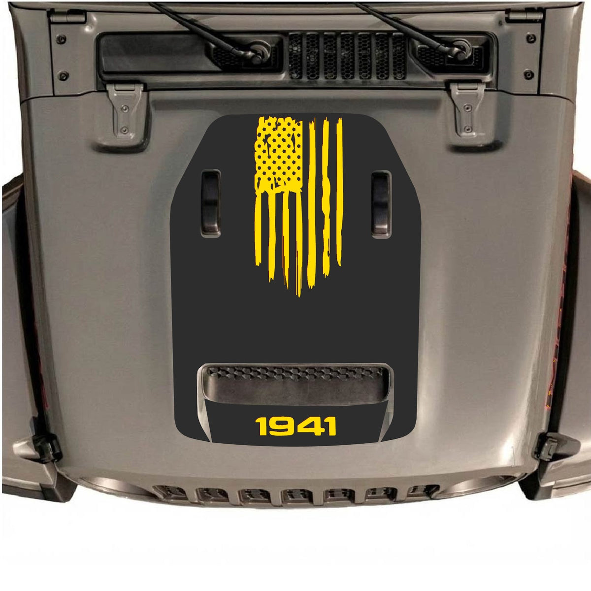 Jeep Wrangler JL/JLU Rubicon 392 ou Gladiator Mojave autocollant de capot avec CarCode Style #30, motif graphique noir sur le capot du véhicule