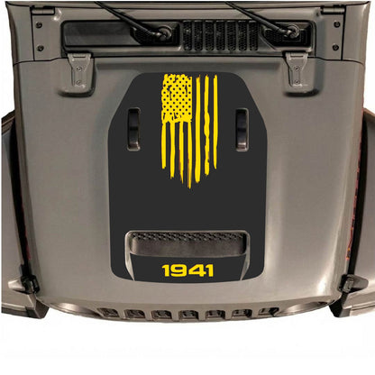 Jeep Wrangler JL/JLU Rubicon 392 ou Gladiator Mojave autocollant de capot avec CarCode Style #30, motif graphique noir sur le capot du véhicule