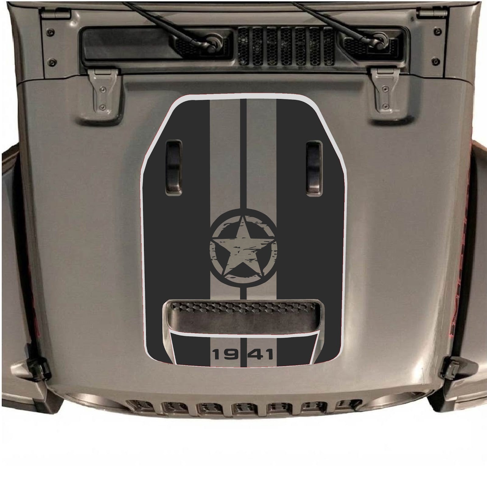 CarCode hood decal for Jeep Wrangler JL/JLU Rubicon 392 and JT Gladiator Mojave 2020-2026, style #70, shown on vehicle hood.