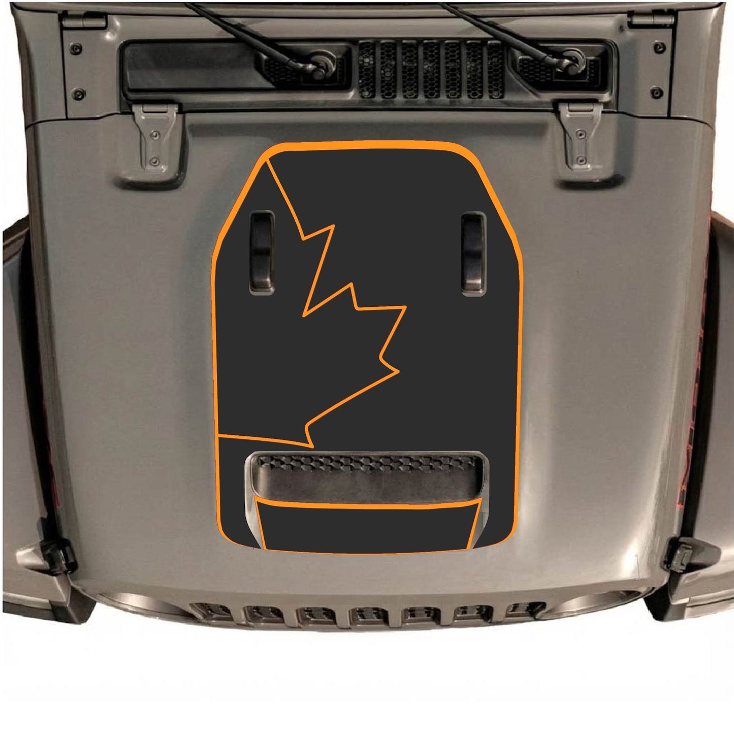 CarCode hood decal for Jeep Wrangler JL/JLU Rubicon 392 and JT Gladiator Mojave 2020-2026, style #27, shown on vehicle hood.
