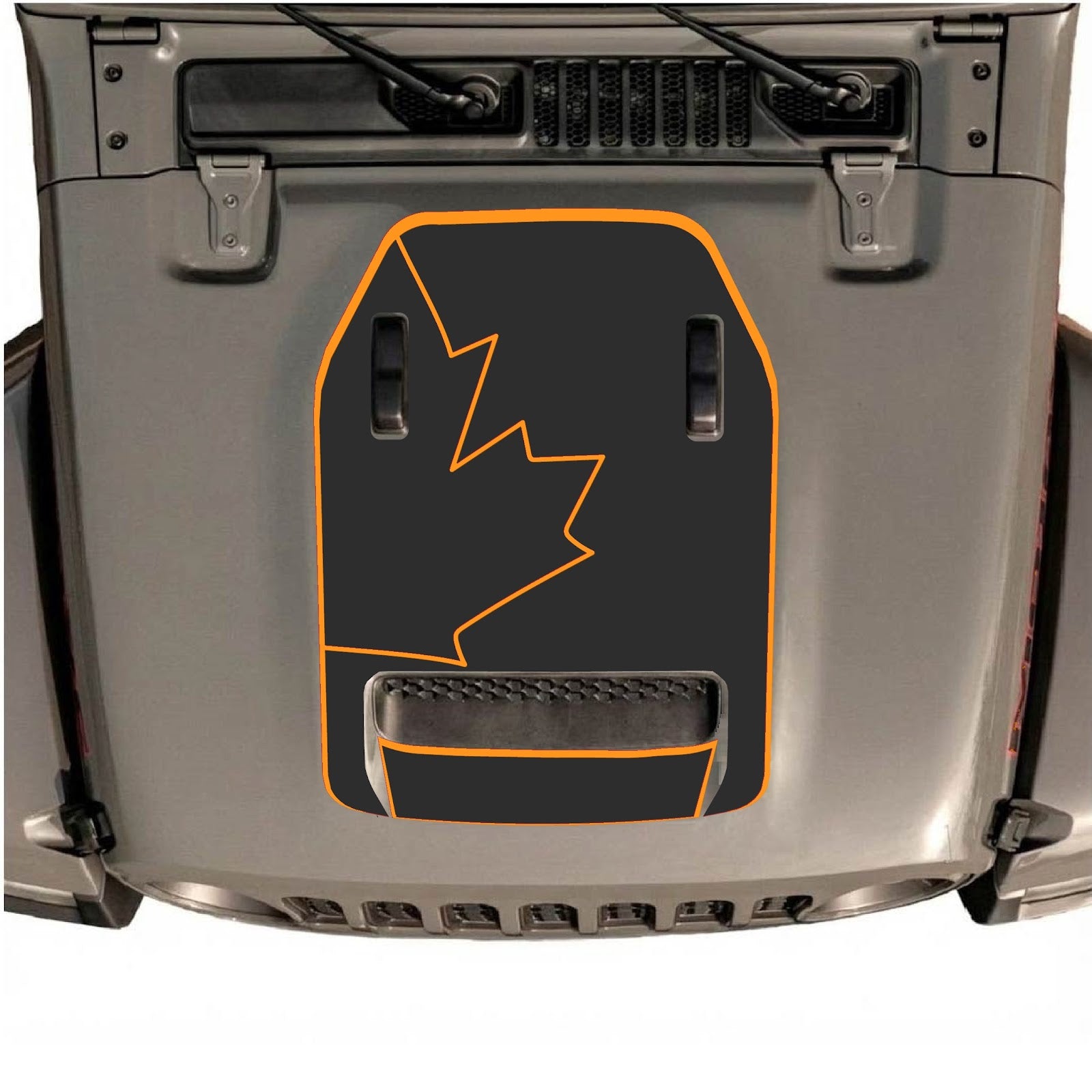 CarCode hood decal for Jeep Wrangler JL/JLU Rubicon 392 and JT Gladiator Mojave 2020-2026, style #27, shown on vehicle hood.