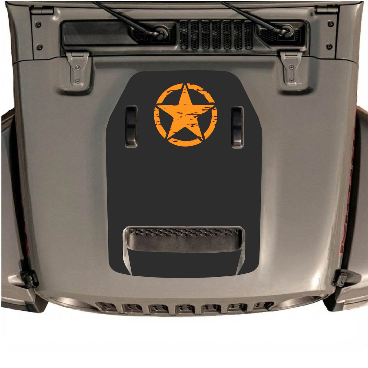 CarCode autocollant de capot pour Jeep Wrangler JL/JLU Rubicon 392 et JT Gladiator Mojave 2020-2026, style n°42, présenté sur le capot du véhicule.