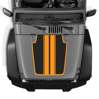 Jeep Wrangler JK/JKU hood decal by CarCode, style #44, black vinyl sticker designed for 2007-2018 Jeep models.
