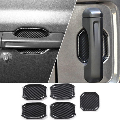 4X4WAVERS Look Door Handle Bowl Trim - Carbon Fiber / Matt Black / Shiny Chrome - Jeep Wrangler JL/JLU/4XE/JT 2018+ - 4X4 WAVERS