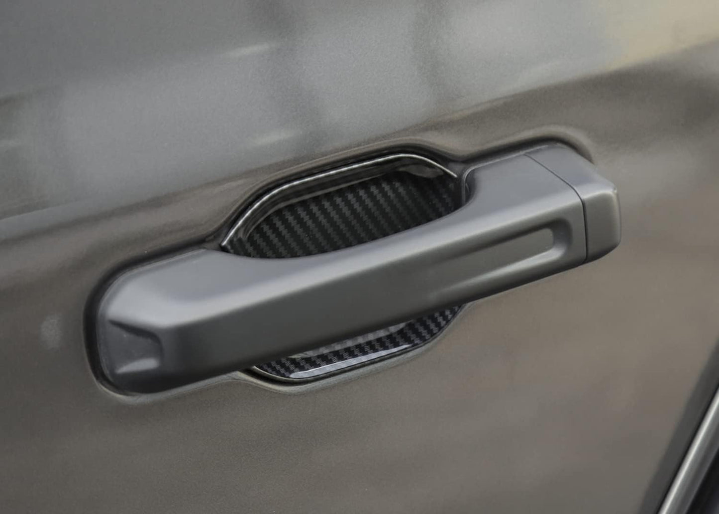 4X4WAVERS Look Door Handle Bowl Trim - Carbon Fiber / Matt Black / Shiny Chrome - Jeep Wrangler JL/JLU/4XE/JT 2018+ - 4X4 WAVERS