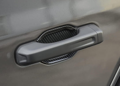 4X4WAVERS Look Door Handle Bowl Trim - Carbon Fiber / Matt Black / Shiny Chrome - Jeep Wrangler JL/JLU/4XE/JT 2018+ - 4X4 WAVERS