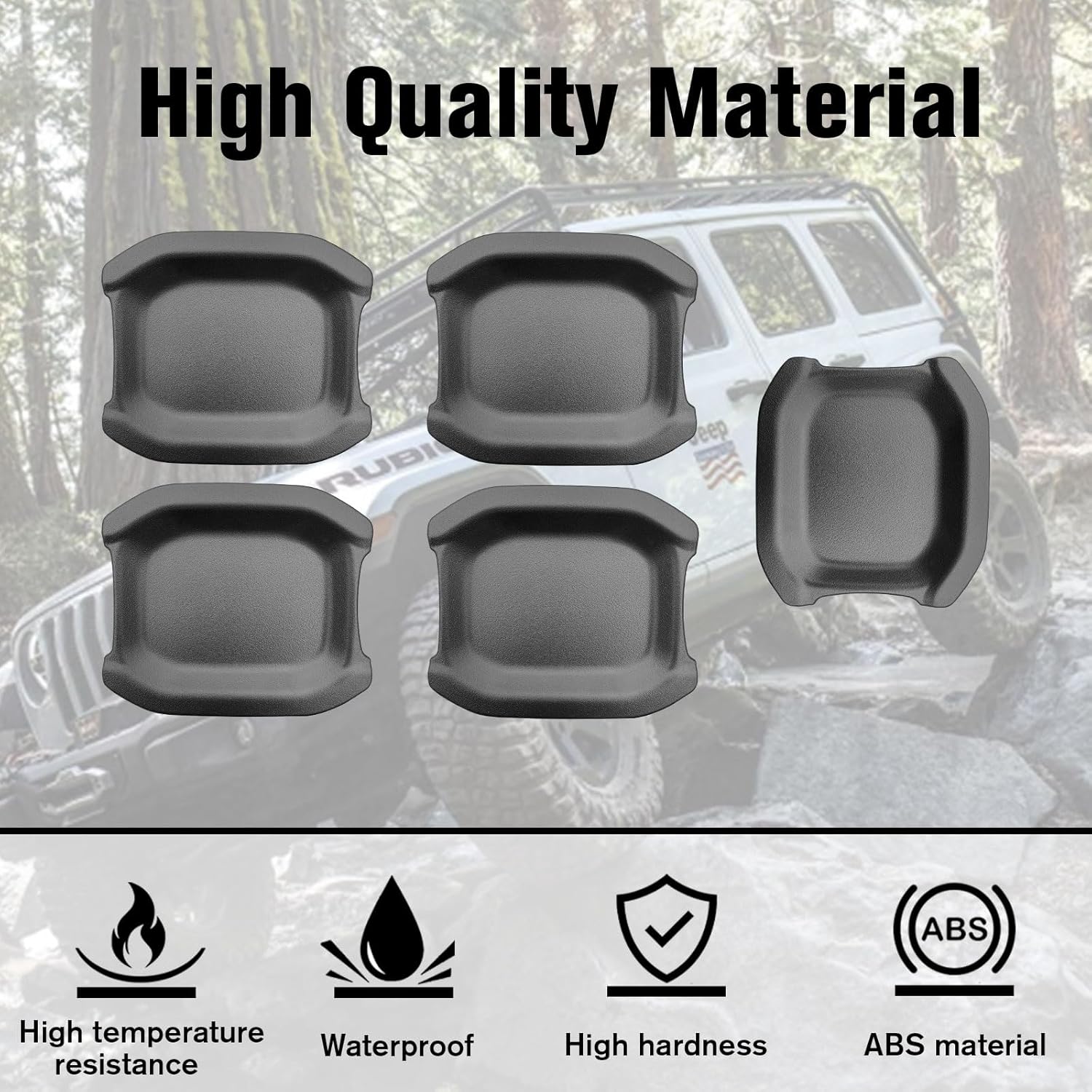 4X4WAVERS Look Door Handle Bowl Trim - Carbon Fiber / Matt Black / Shiny Chrome - Jeep Wrangler JL/JLU/4XE/JT 2018+ - 4X4 WAVERS