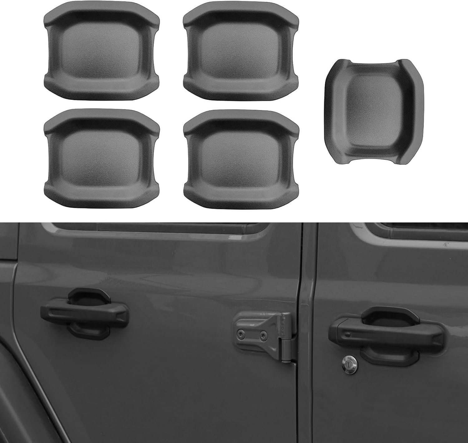 4X4WAVERS Look Door Handle Bowl Trim - Carbon Fiber / Matt Black / Shiny Chrome - Jeep Wrangler JL/JLU/4XE/JT 2018+ - 4X4 WAVERS