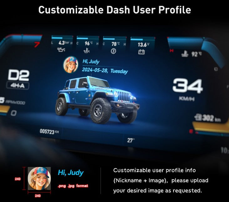 Carobotor J-Max Pro Digital Cluster All-In-One - Jeep wrangler JL/JLU/4XE/JT 2018-2023 (2025 Update version) - 4X4 WAVERS